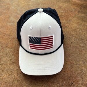 Southern Proper Navy & white American flag patch snap back Trucker Hat
